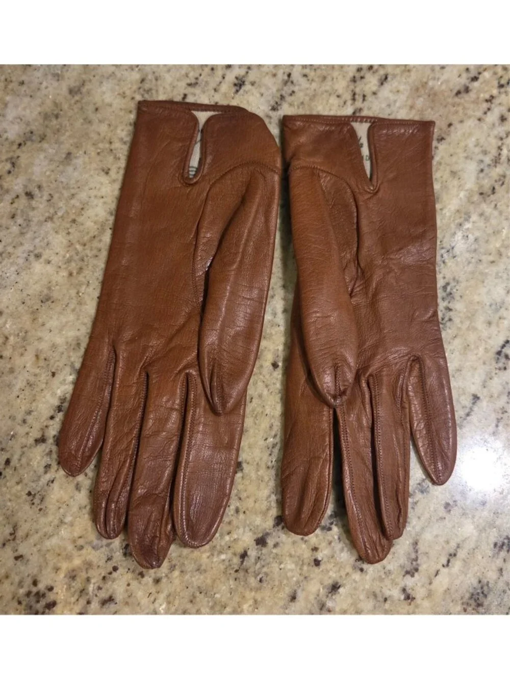 Vtg Womens Size S / 6.5 Brown Soft Kid Leather Silk Lined Formal Gloves France